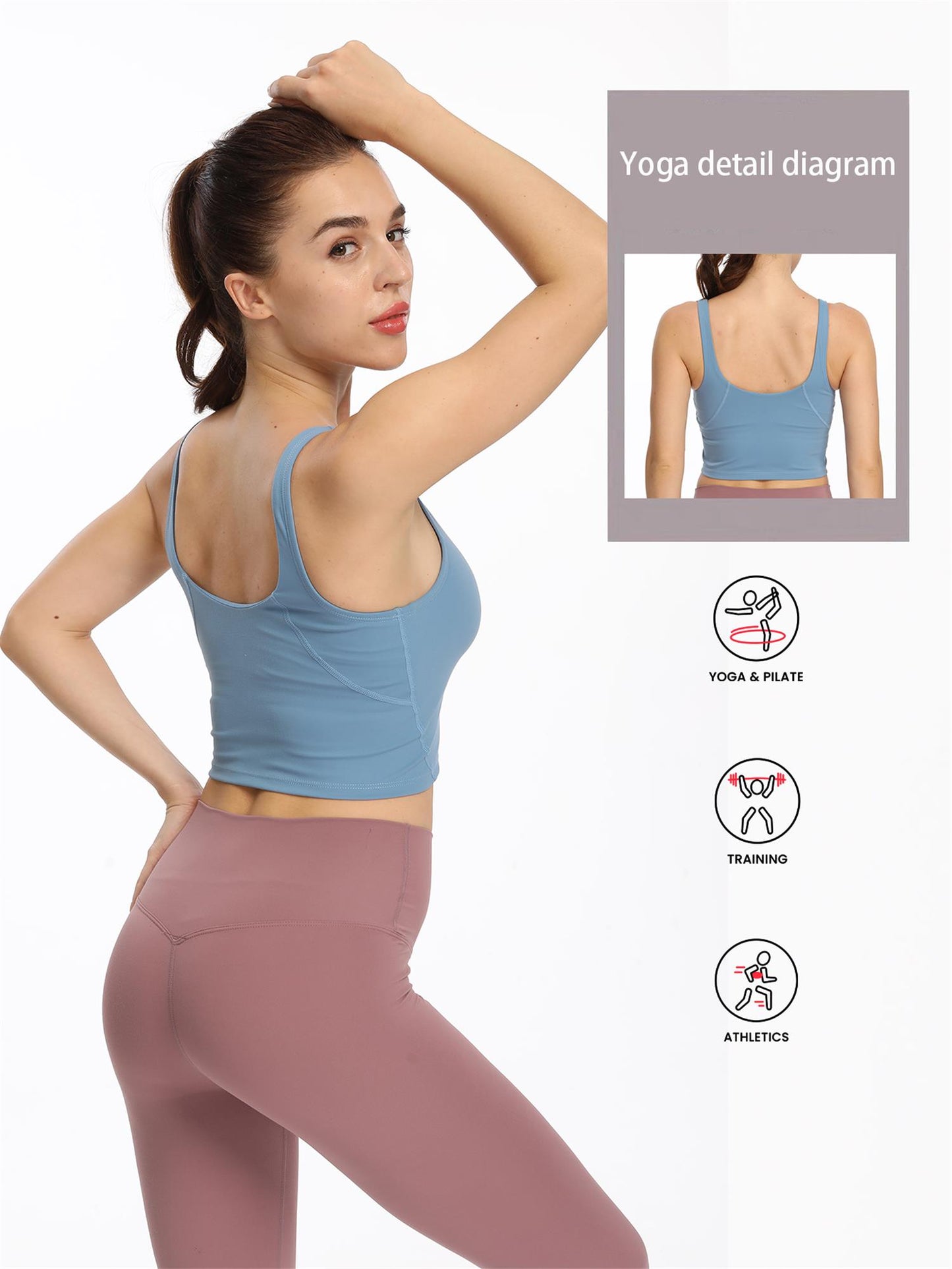 Blue Wirefree Padded Sports Bra Tank