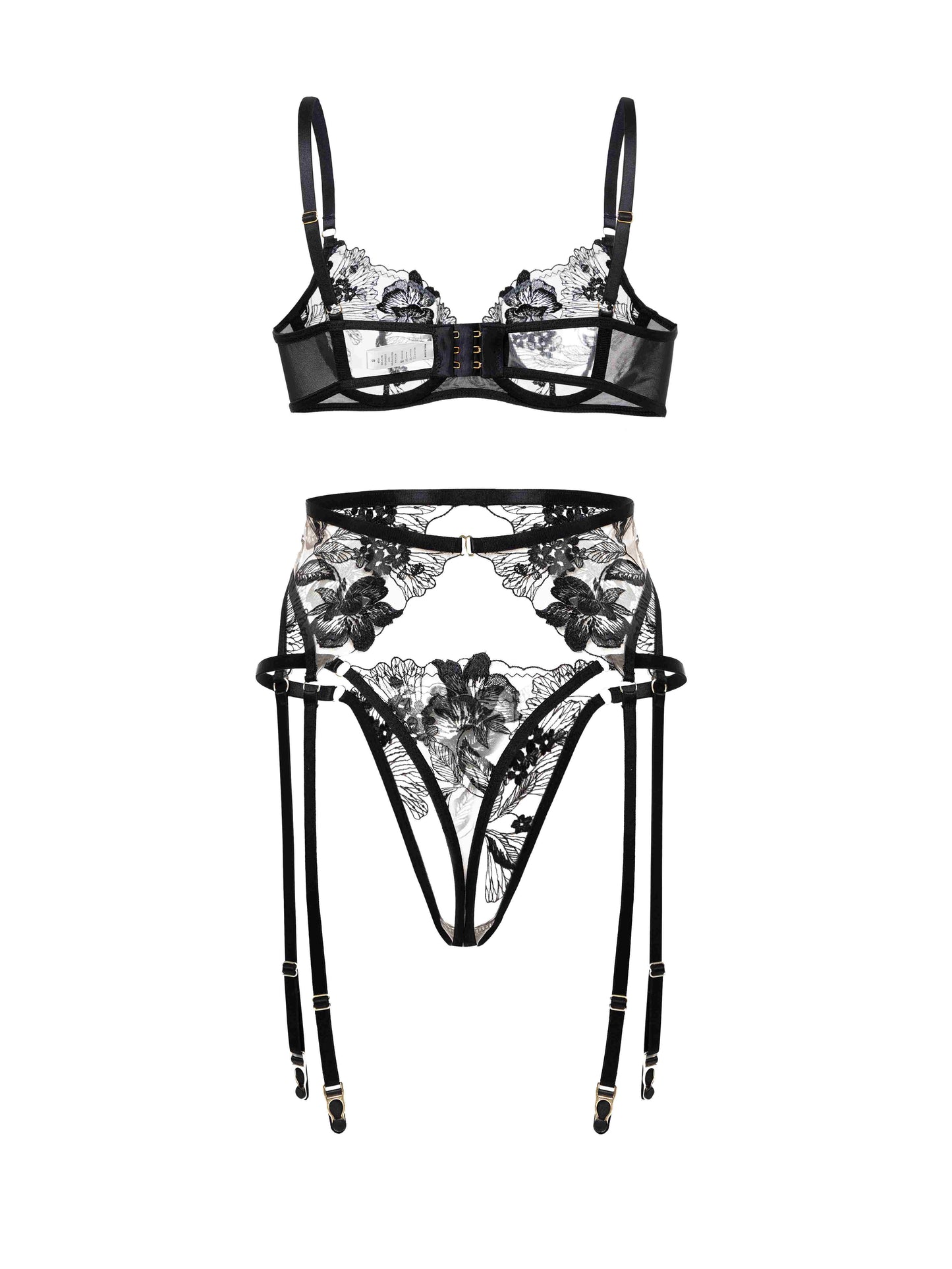 transparent push up bra with garter belt