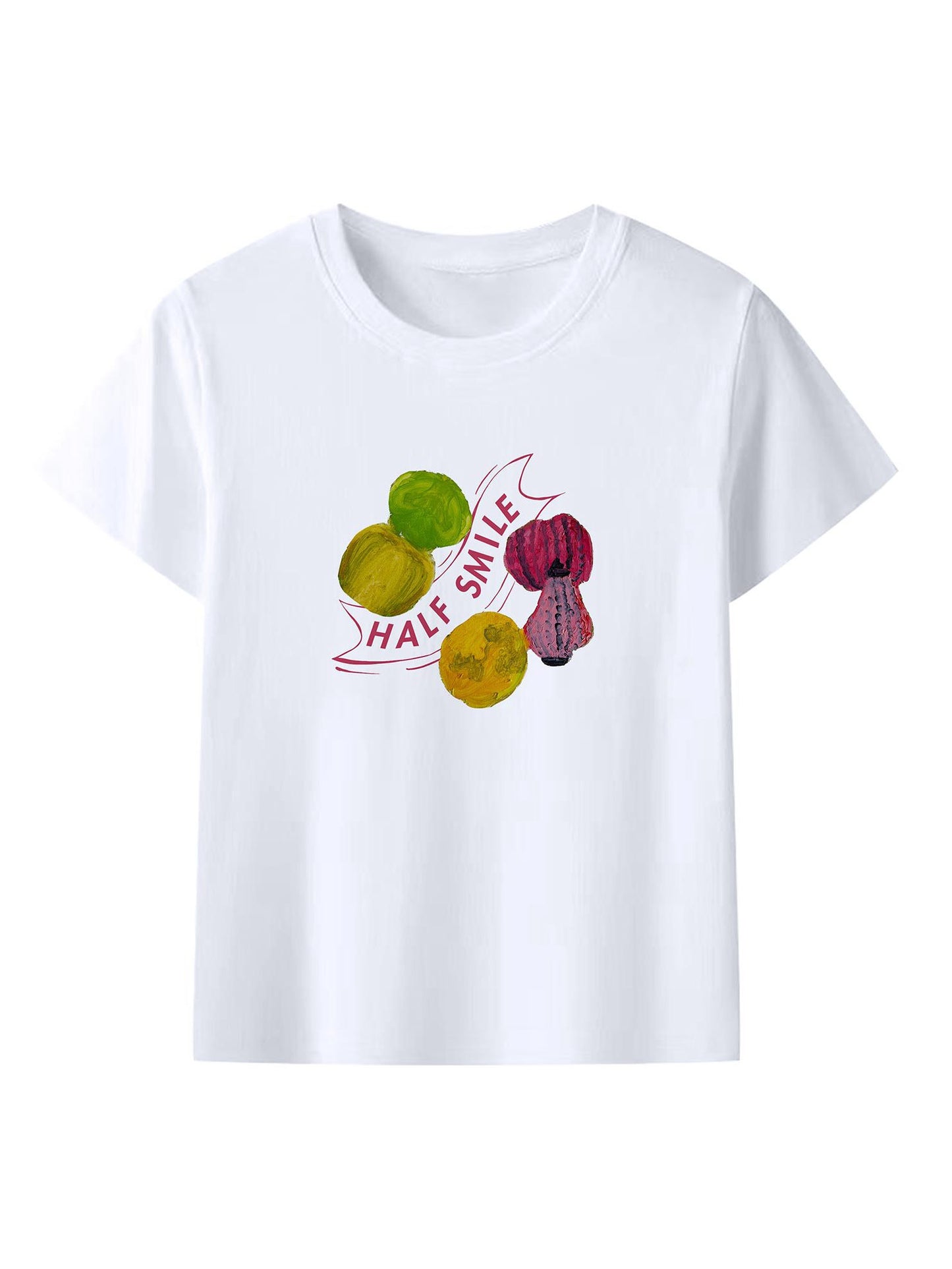 Fruit Print Unisex White Crewneck T-Shirt