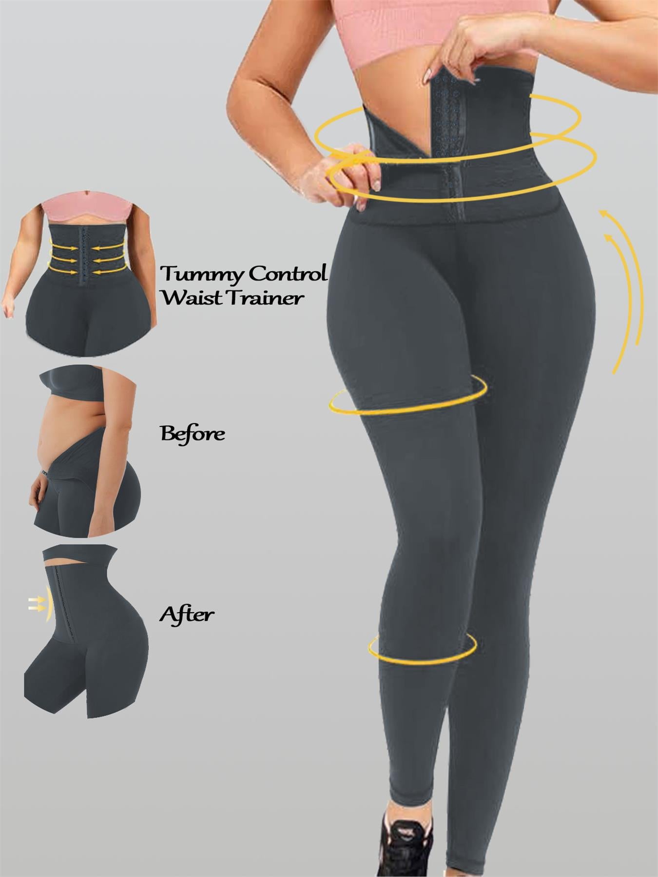 Side view of butt lifting compression leggings