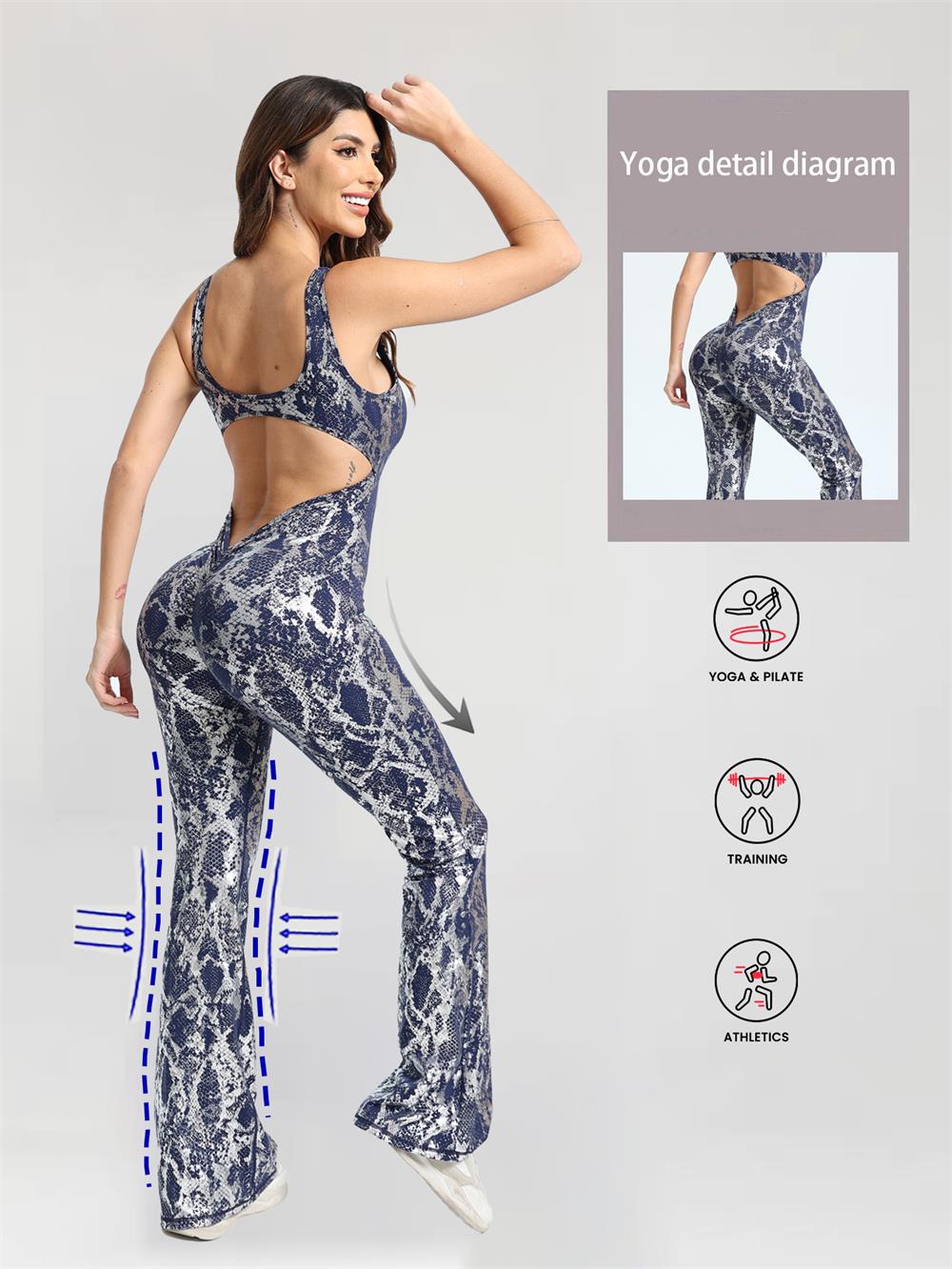 Backless Scrunch Flare Butt Lift Yoga Jumpsuit