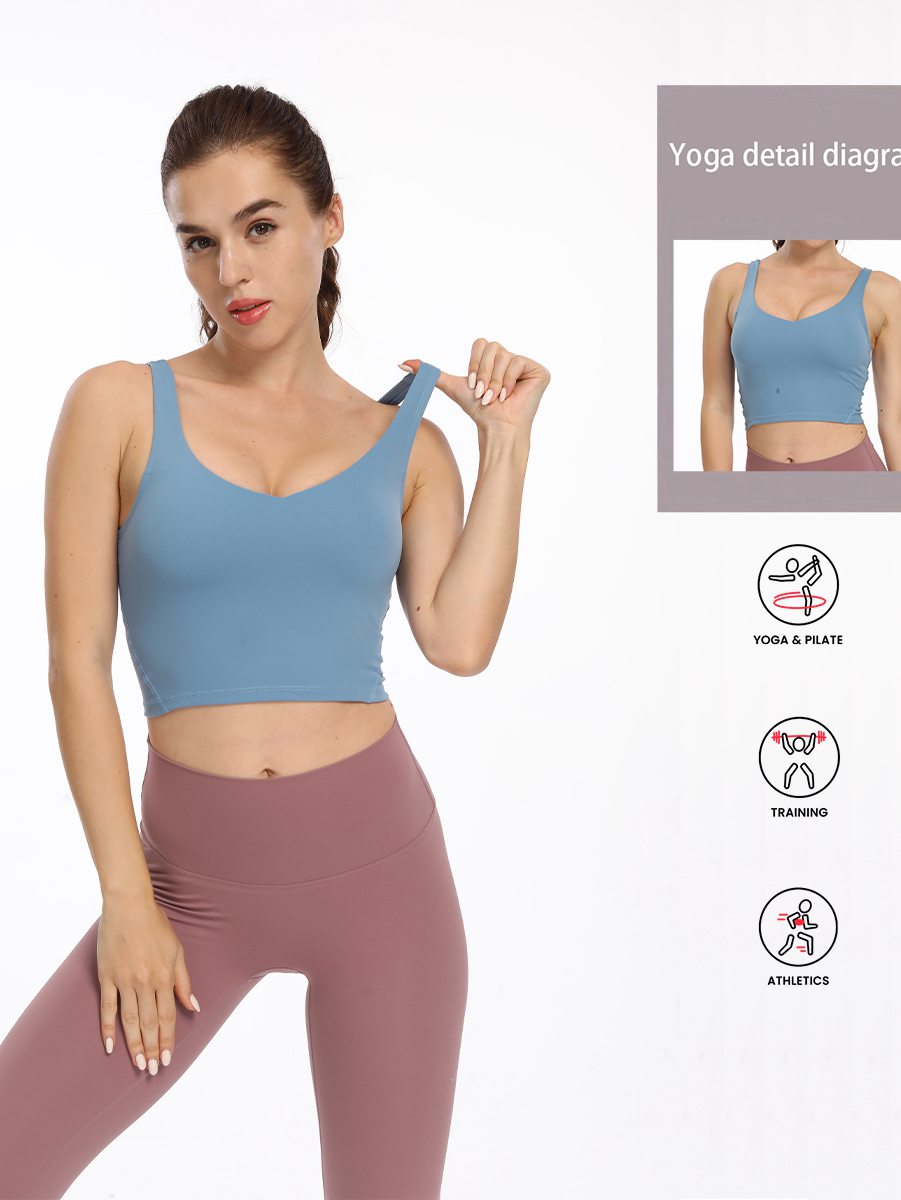 Blue Wirefree Padded Sports Bra Tank