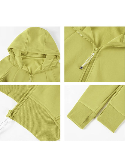 Detail Versatile Dopamine Street Style Cropped Zip Hoodie
