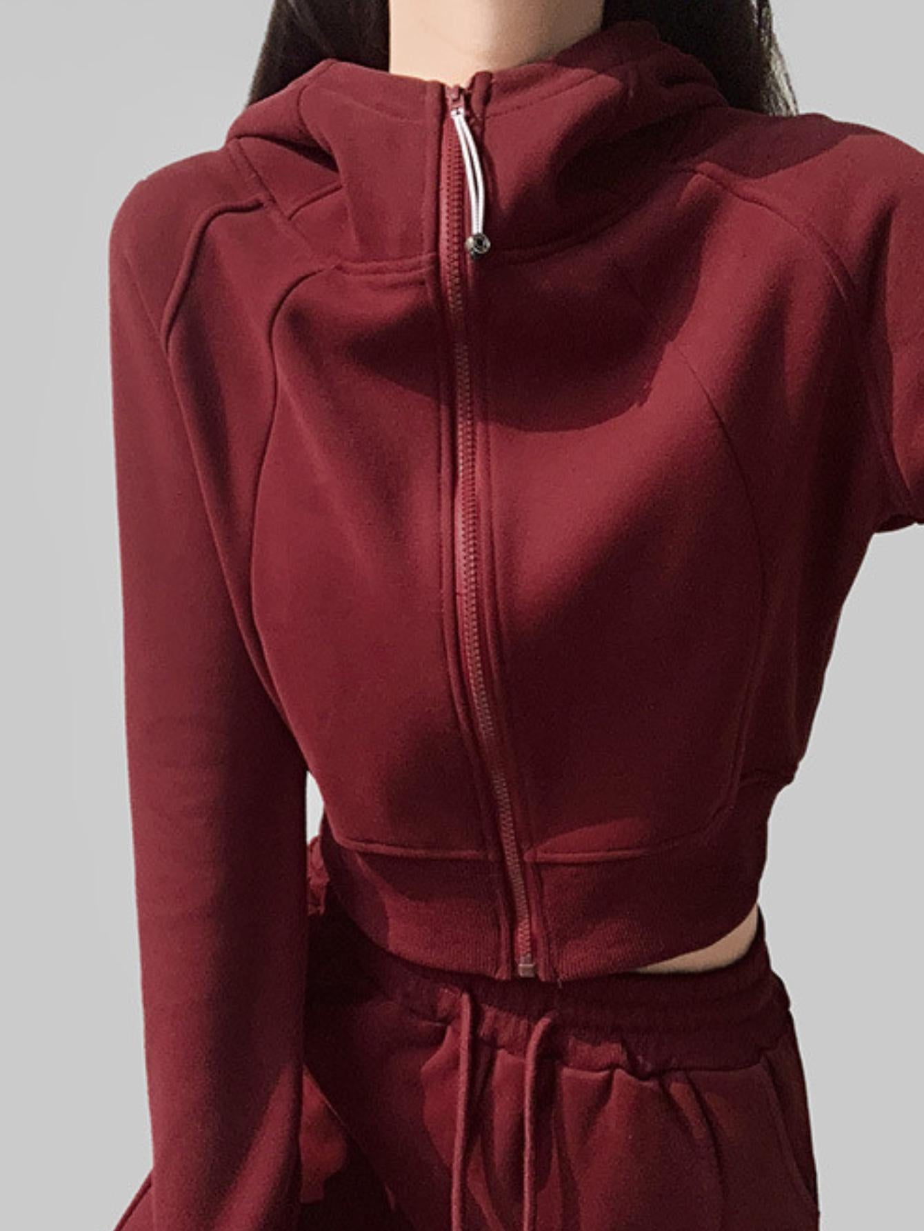 Versatile Dopamine Street Style Cropped Zip Hoodie