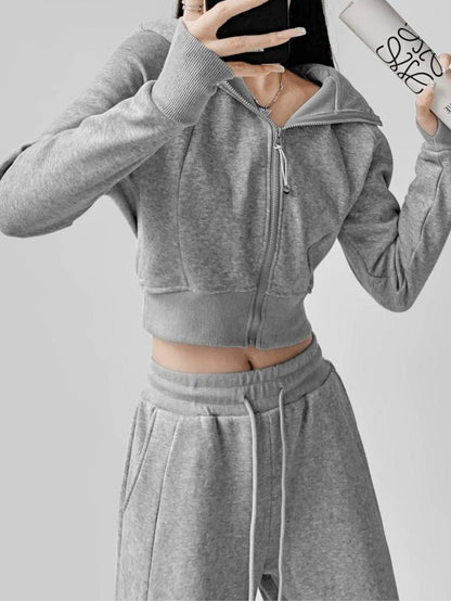 Versatile Dopamine Street Style Cropped Zip Hoodie
