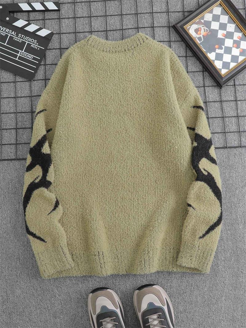 Drop Shoulder Knit Pullover Sweater for Male