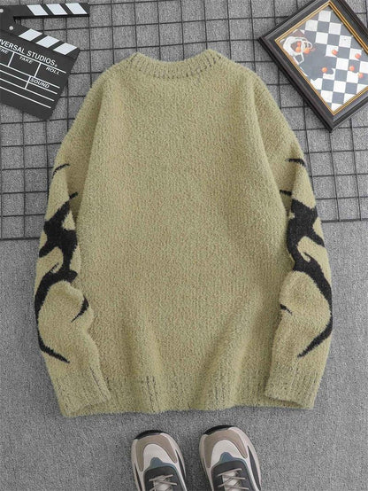 Drop Shoulder Knit Pullover Sweater for Male