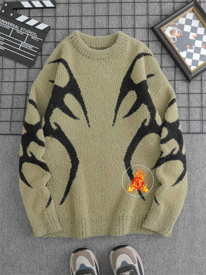 Drop Shoulder Knit Pullover Sweater for Male