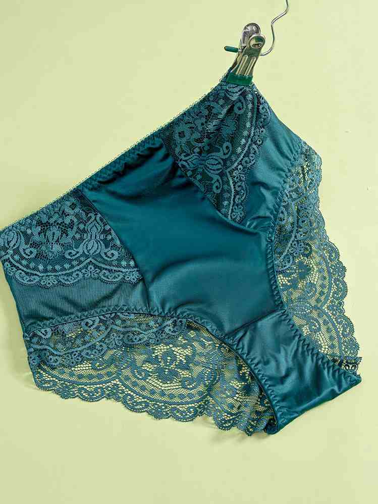 Forest Teal High Waist Lace Briefs