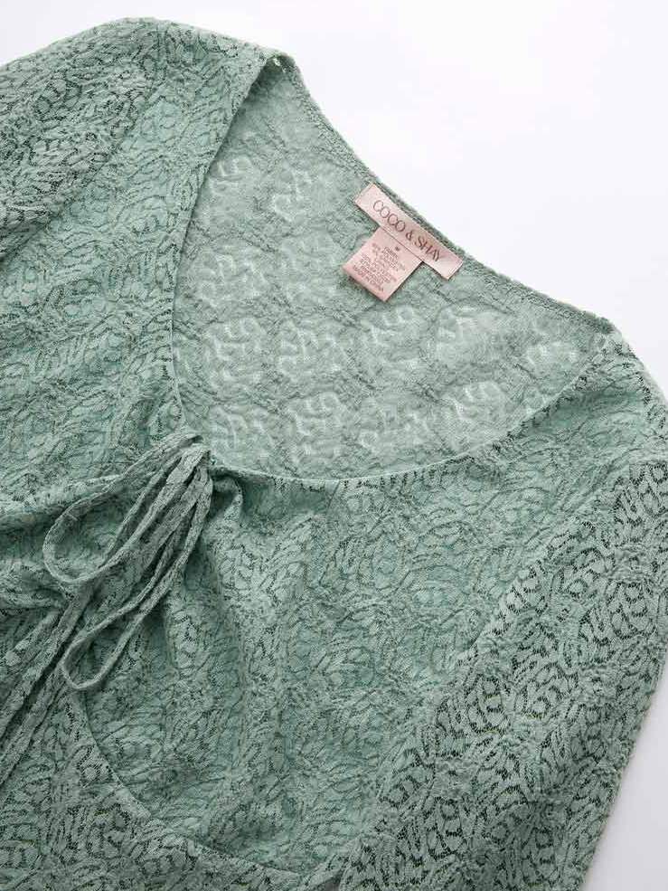 Coquette Style Floral Lace Long Sleeve Tee