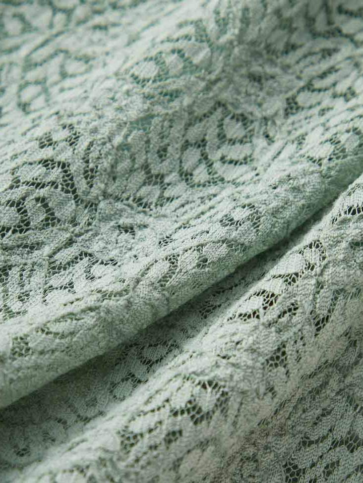 Long Sleeve Lace Floral Semi-Sheer Top