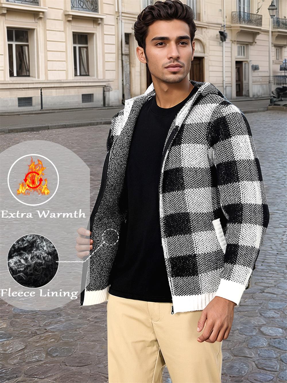 Loose Warm Fleece Hooded Jacket for Men