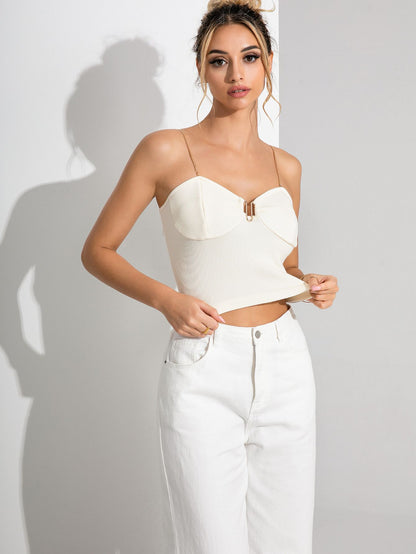 Seamless Cami Top with Metal Chain Straps 