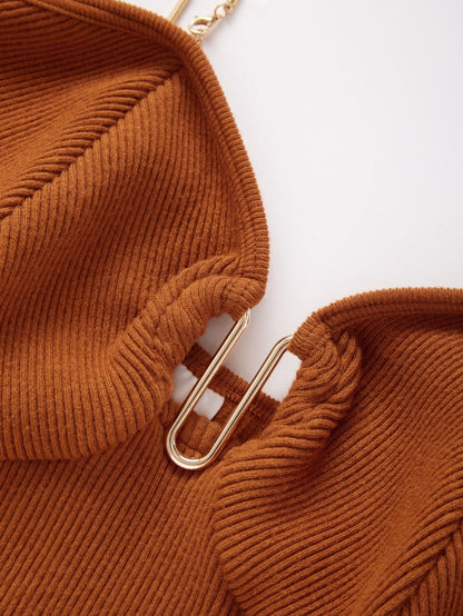 Seamless Cami Top with Metal Chain Straps 