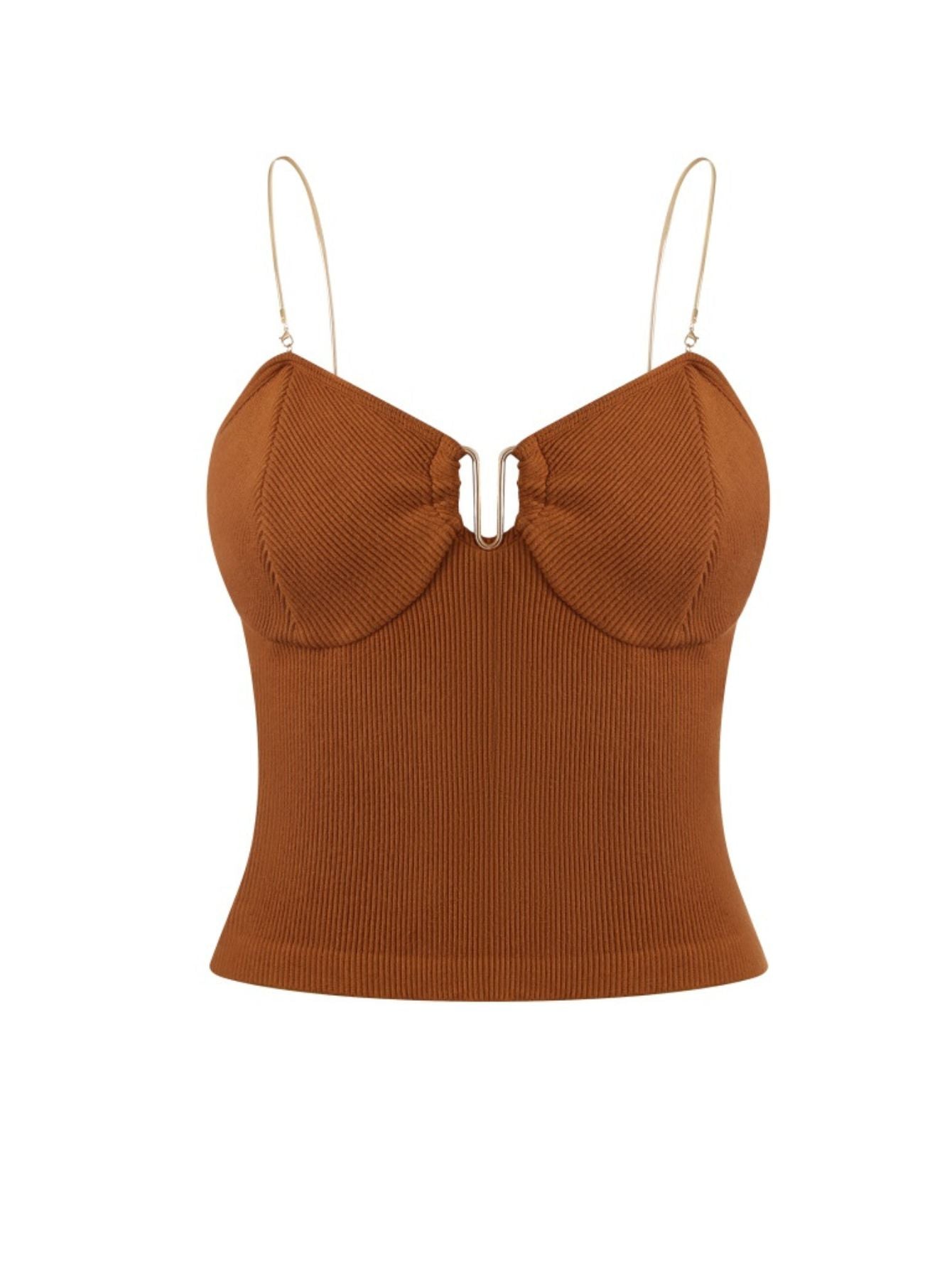 Seamless Cami Top with Metal Chain Straps 