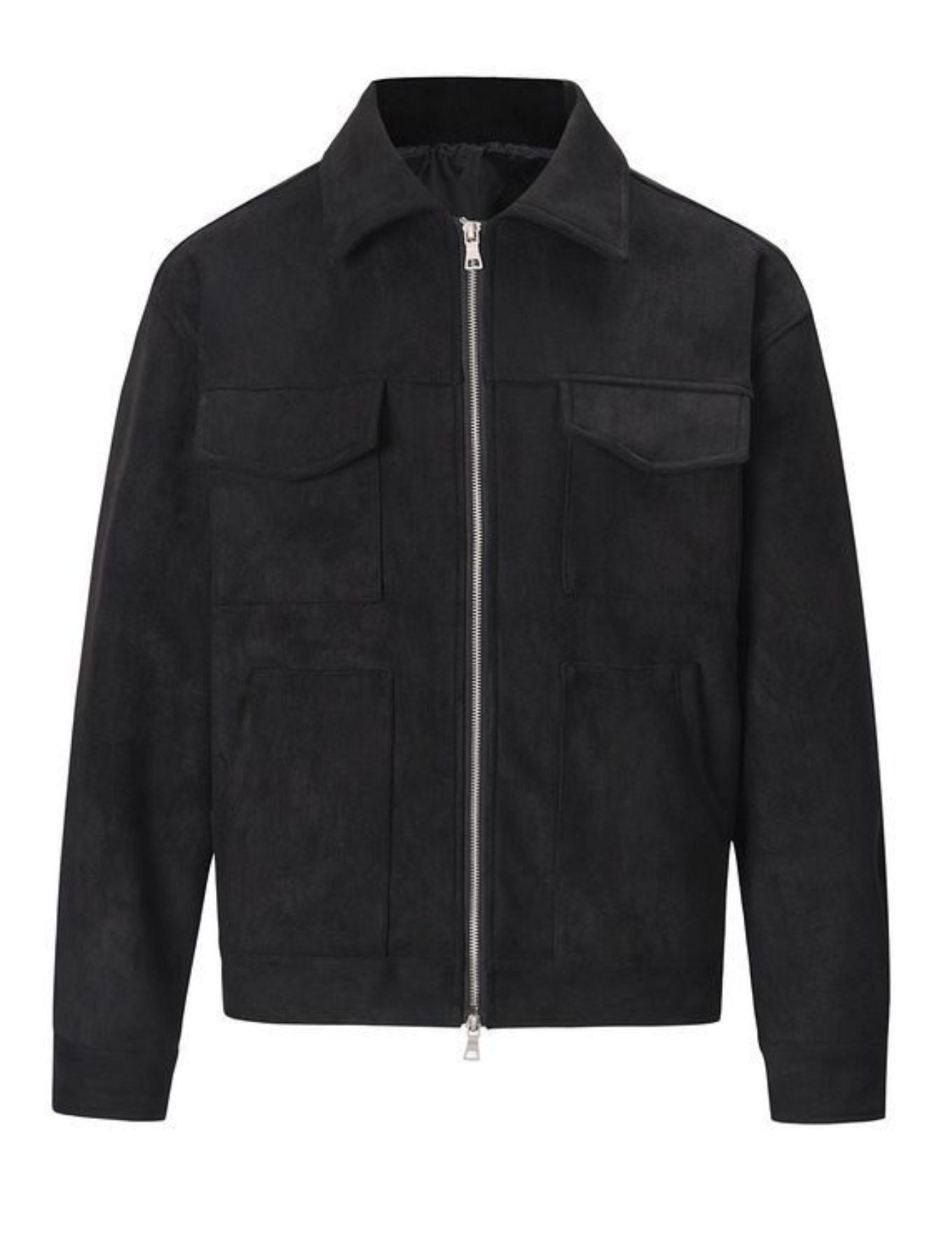 Vintage High Street Suede Material Crock Jacket with Zipper Lapel Short Jacket for Men