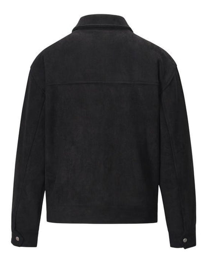 Vintage High Street Suede Material Crock Jacket with Zipper Lapel Short Jacket for Men