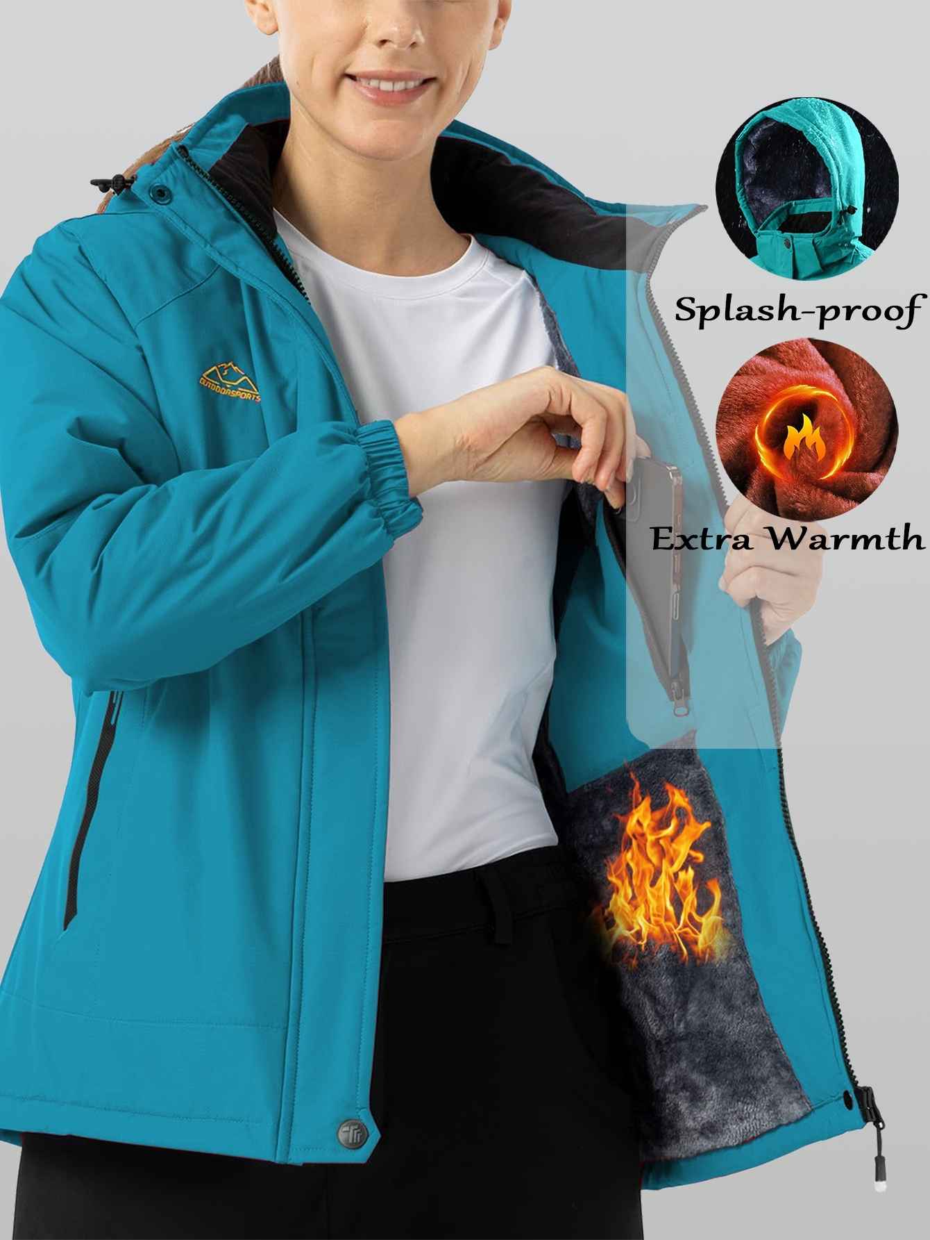 Waterproof Hooded Ski Jacket for Women