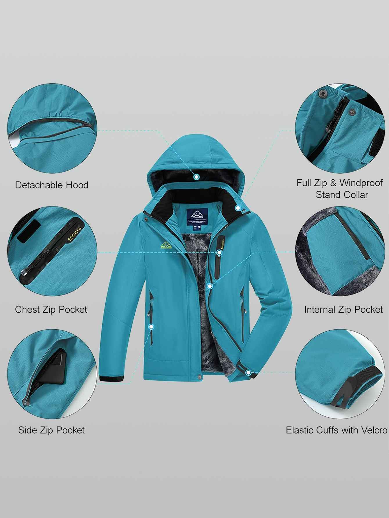 Waterproof Hooded Ski Jacket for Women 