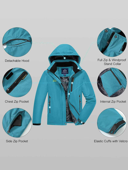 Waterproof Hooded Ski Jacket for Women 