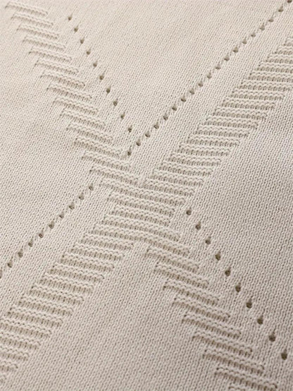 White Long Sleeve Knit Sweater for Men 